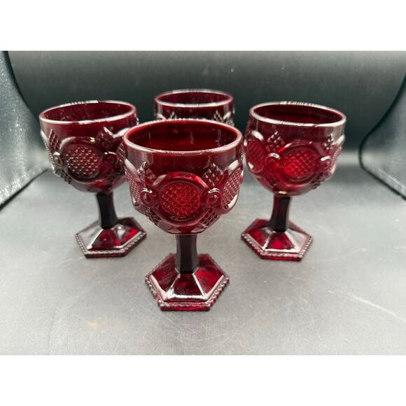 Vintage Avon Ruby Red 1876 Cape Cod Wine Goblets – Set of 4 - Picture 1 of 8